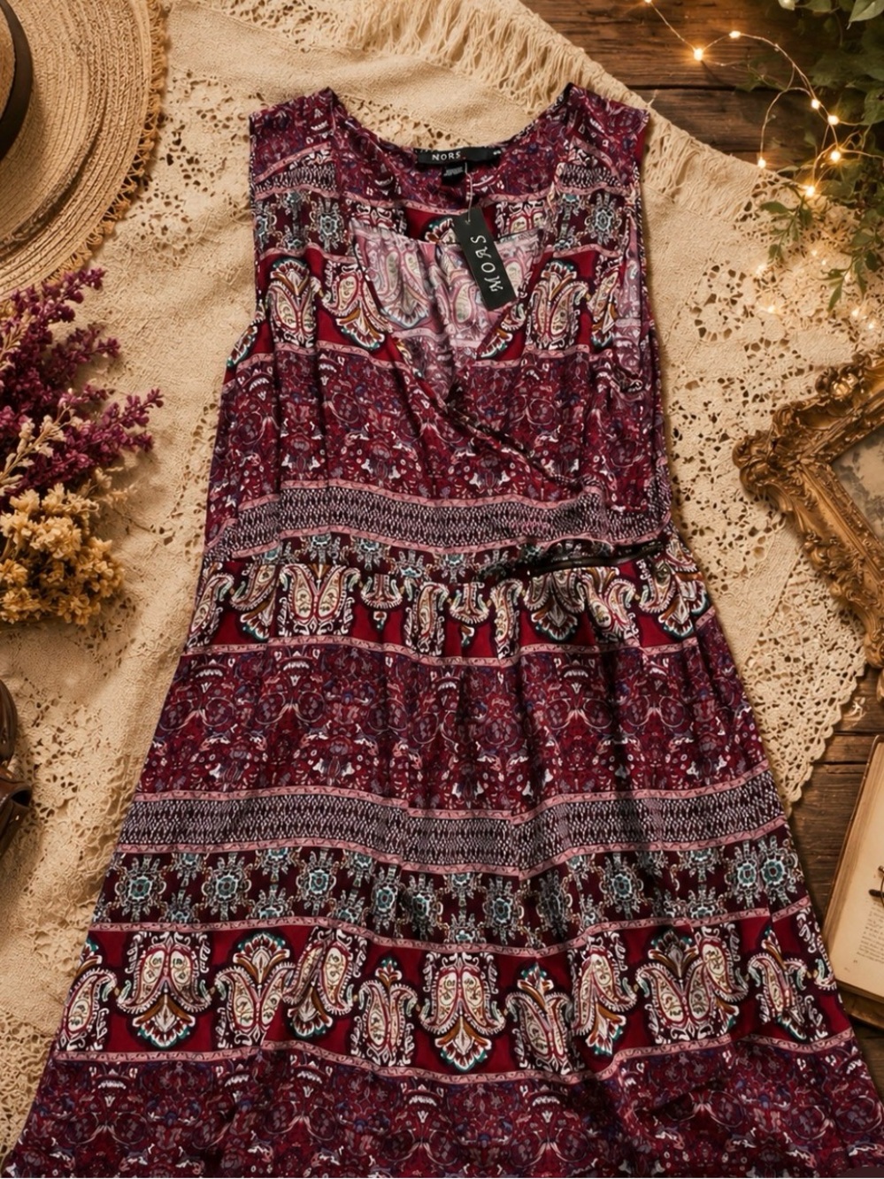 No Boundaries Red Paisley Sleeveless Dress *NEW*
